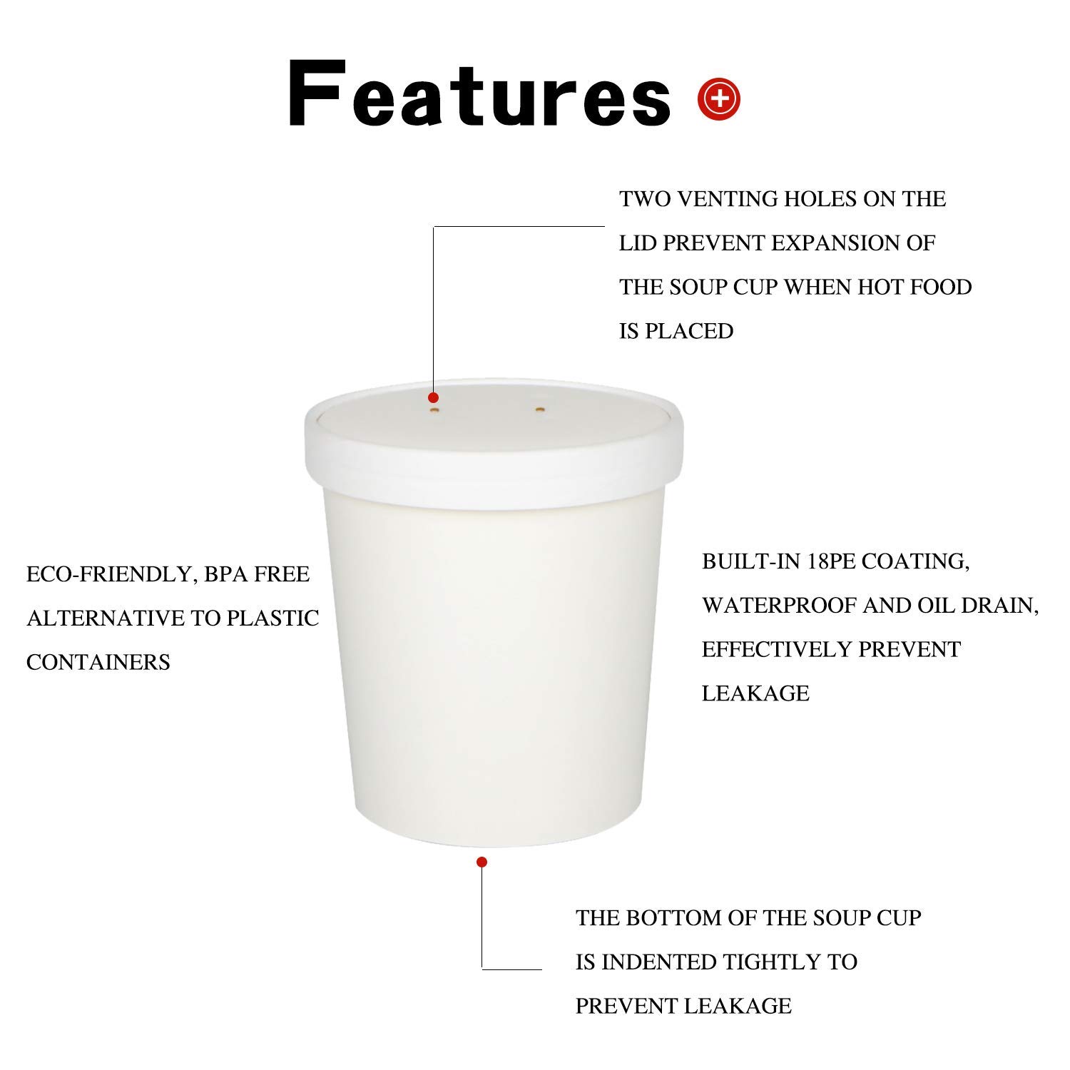 Buy 50 x White Soup Ice Cream Container [12oz with Lids, 50pcs] Brown