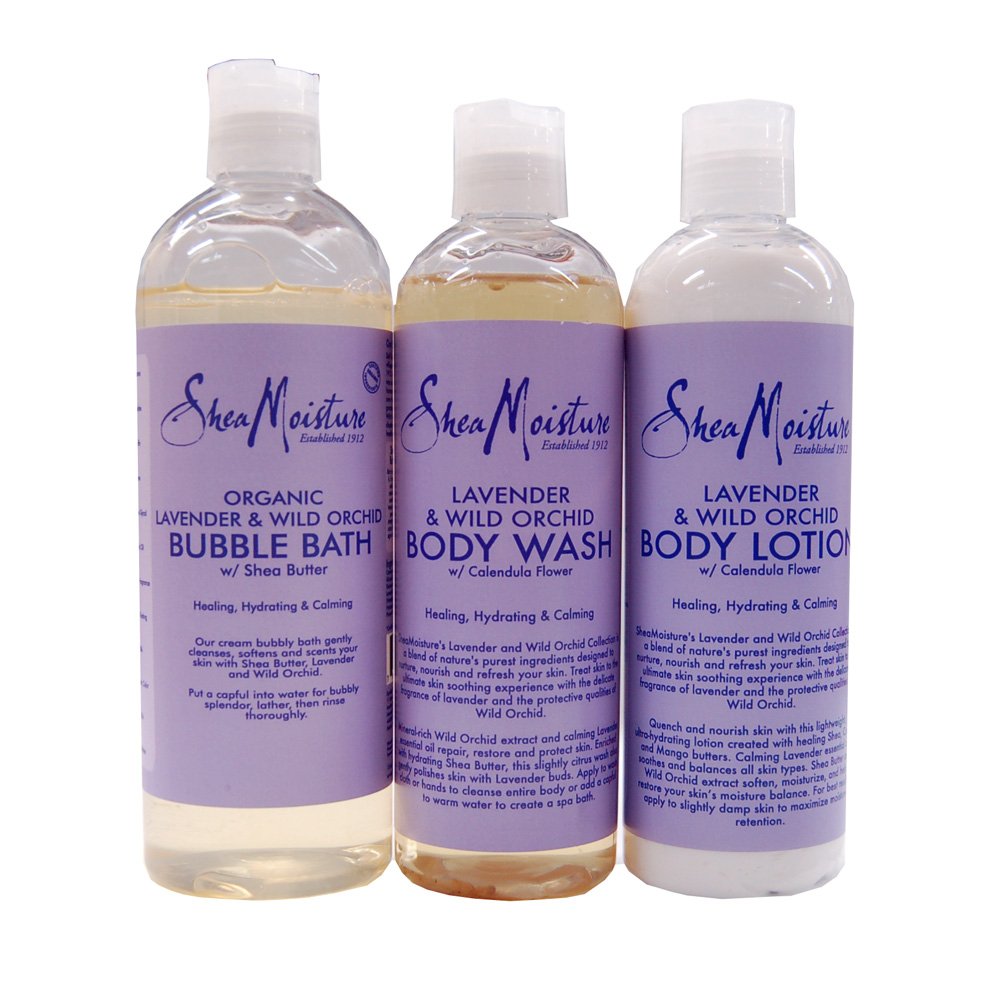 Shea Moisture Lavender & Wild Orchid Body Care Combo Set-I (3pcs combo) Sale!!! ALL PACKAGES ARE SEALED TOPS AND BOTTLES!!! by Shea Moisture