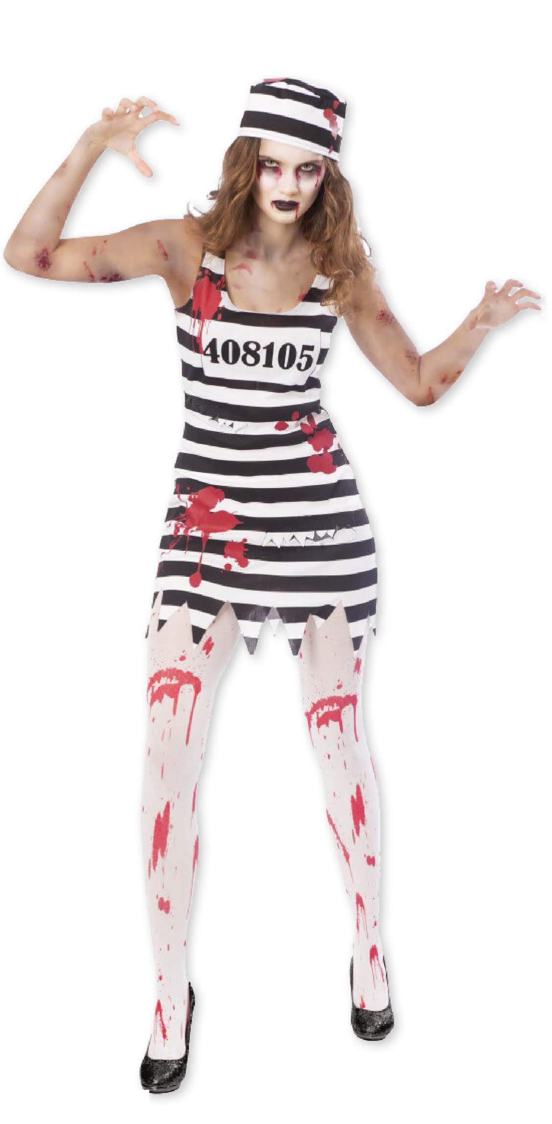 (PKT) (Fix 1/1) (9902668) Adult Ladies Zombie Convict Costume (Small)