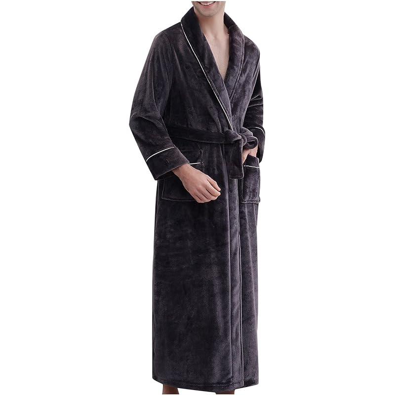 Mens Long Robes Full Length Plus Size Bathrobe Fleece Plush Fluffy