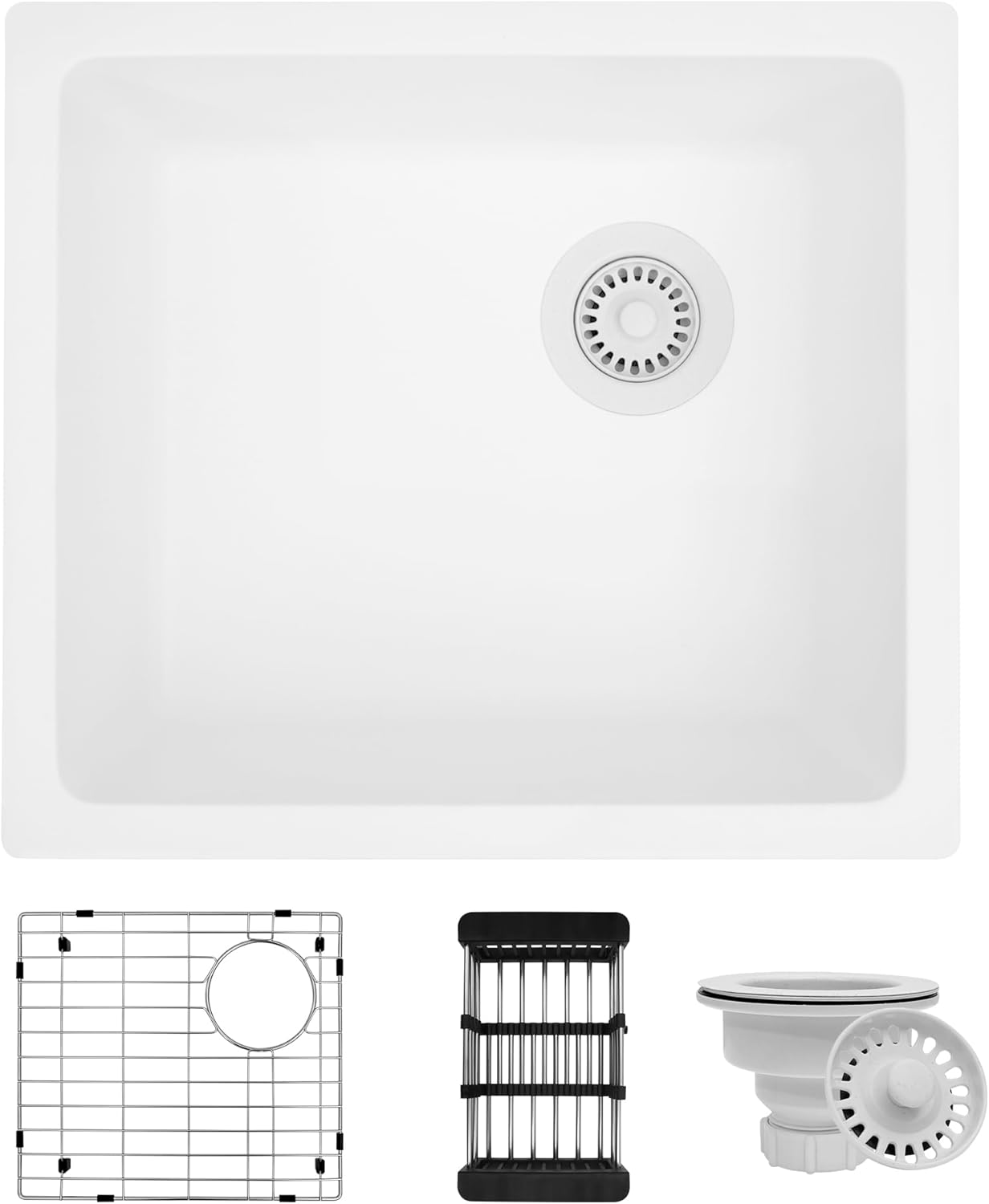 MONSINTA Bar Sink,Bar Sink Undermount, 19" x 17" White Bar Sink, Undermount Kitchen Sink With