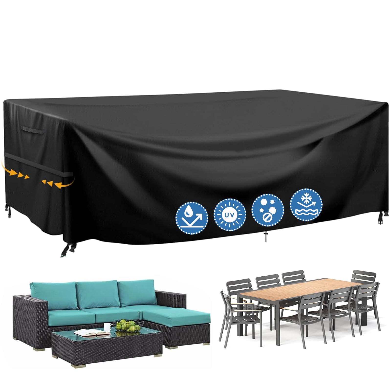 Housse Table Basse Jardin Zettum Housse Pour Table Basse De Patio 106x60x45 Cm – Tissu Oxford 600D PU Imperméable Et Costaud, Protection Anti-UV 3 Ans Pour Meubles De Jardin Et Salon Outdoor