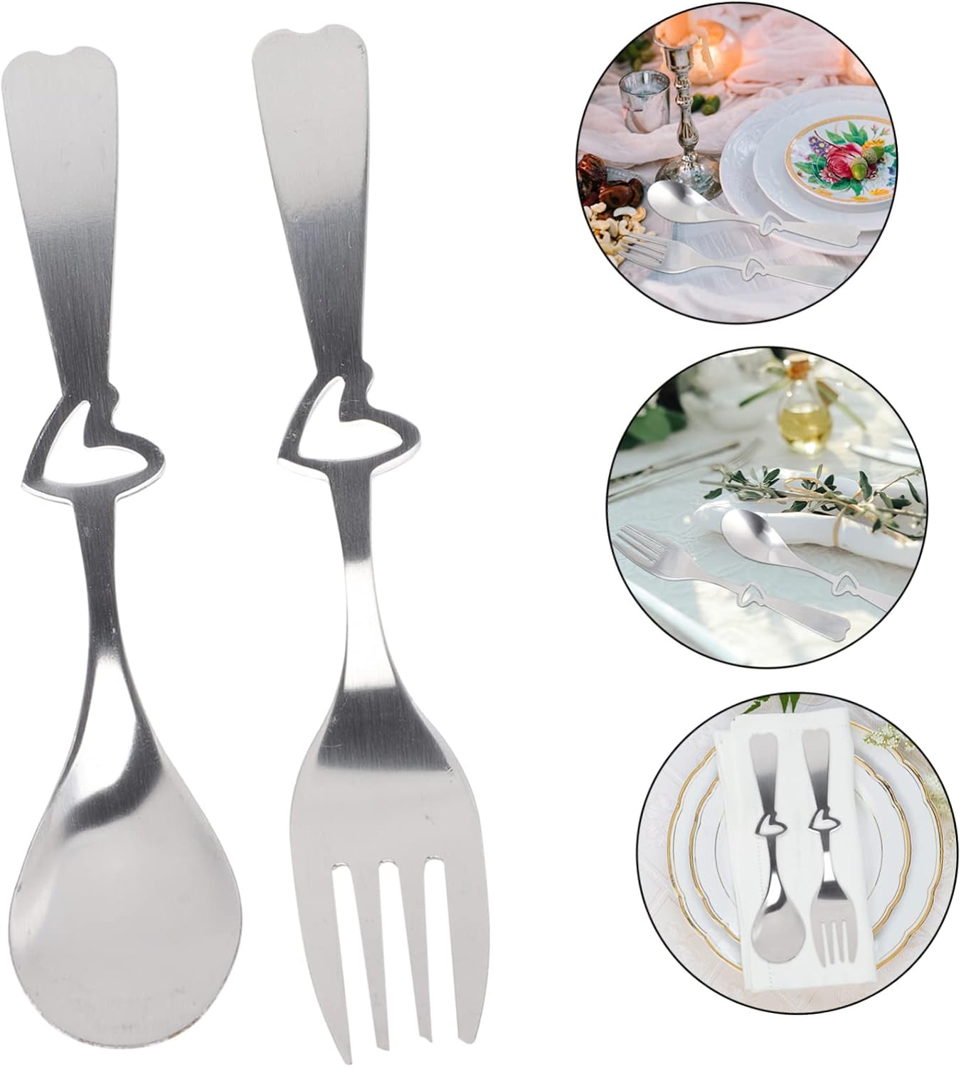 4 Set Heart Handle Fork and Spoon Wedding Party Favors