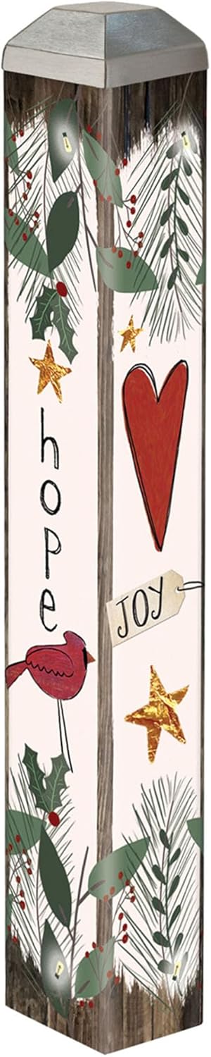 Studio M Art Pole, PVC Weather Resistant Pole with Vinyl Bowl 13 inches Tall Outdoor Decoration for Gardens, Patios, Yards, Landscaping and Birding Accessories, Hope and Joy