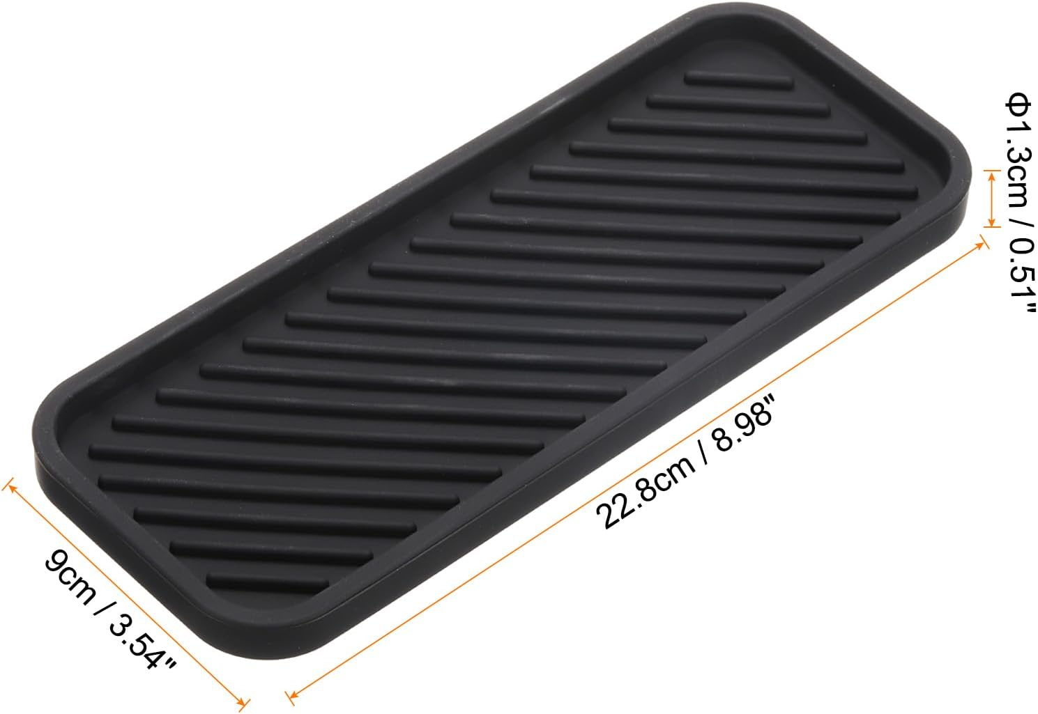 PATIKIL Silicone Bathroom Tray, 9" x 3.5" Soap Dispenser Tray Jewelry Organizer Dish for Restroom, Dresser, Kitchen Sink for Sponge, Scrubber, Dishwashing Accessories, Black
