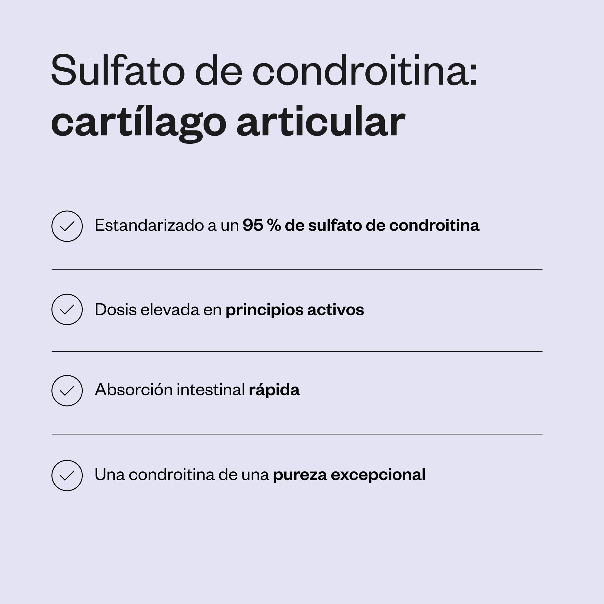 Sulfato de condroitina al 95% - Alivio del dolor articular - SuperSmart | Cuidado de articulaciones, huesos y músculos - Pureza excepcional (95 %) - Sin OGM