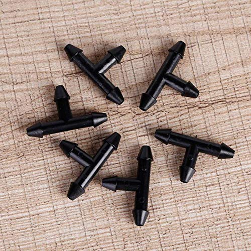XiaoMall 50pcs 3/5mm Garden Hose Sprinkler T Shape Three Hole Micro Drip Irrigation Pipe Barbed Connector Watering System Connection Part