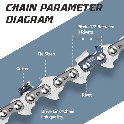 Miniatura 2 de KELIN Cadena de motosierra de 18 pulgadas, paquete de 1 unidad, 72 eslabones de transmisión, calibre de 0.050 pulgadas, paso de 325 pulgadas,