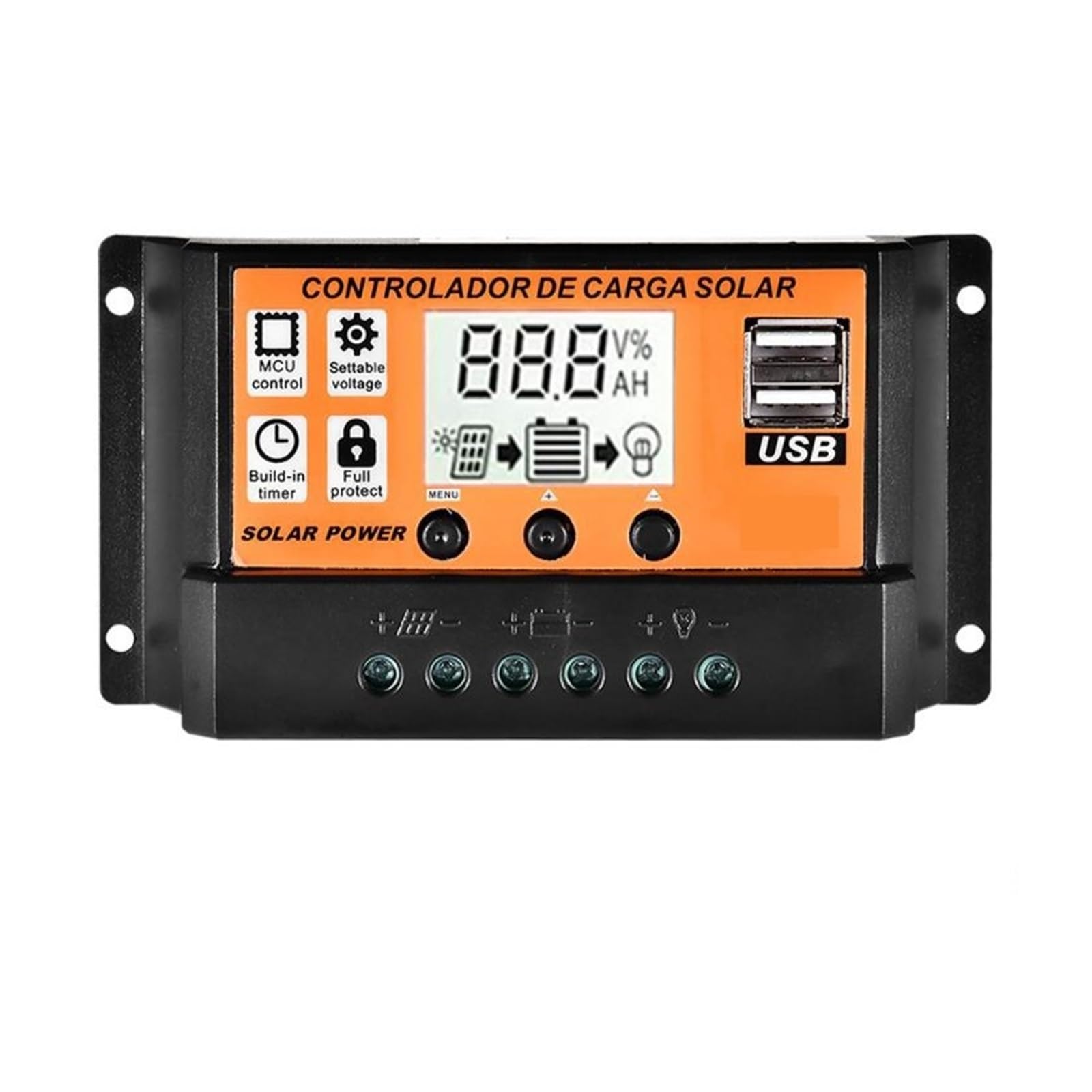 CUDTAPI MPPT 10A/20A/30A/40A/50A/60A/70A Auto LCD Screen Solar Charge Controller Dual USB Solar Panel Regulator 12V24V Power(20)
