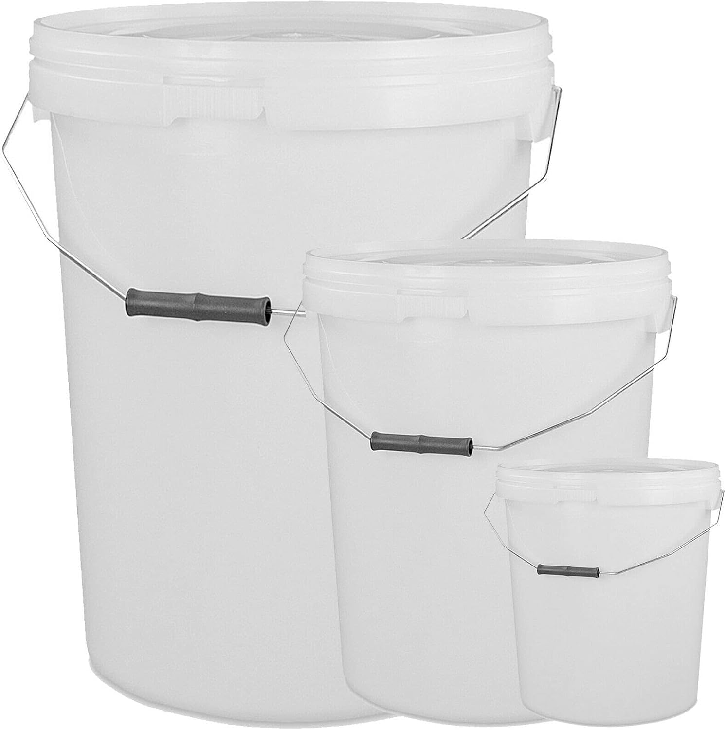 Plastic Bucket with LID and Metal Handle, Hard Wearing Bucket With Push On Lids 25L 1 Bucket