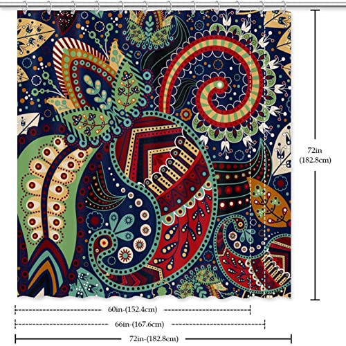 Rideau de douche imperméable et anti-éclaboussures 183x183 cm au design bohème
