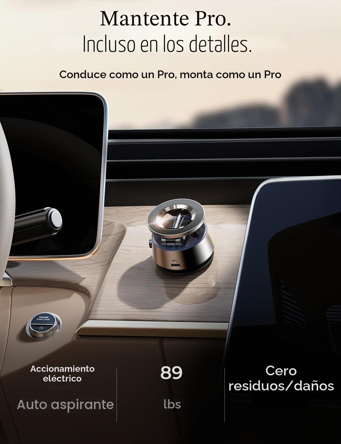 LISEN Soporte de coche Magsafe con ventosa eléctrica - [Adsorción automática] [17 + kg de potencia de succión ultra] 2025 plegable soporte de teléfono móvil al vacío para iPhone 16 Pro Max 15 14 Negro