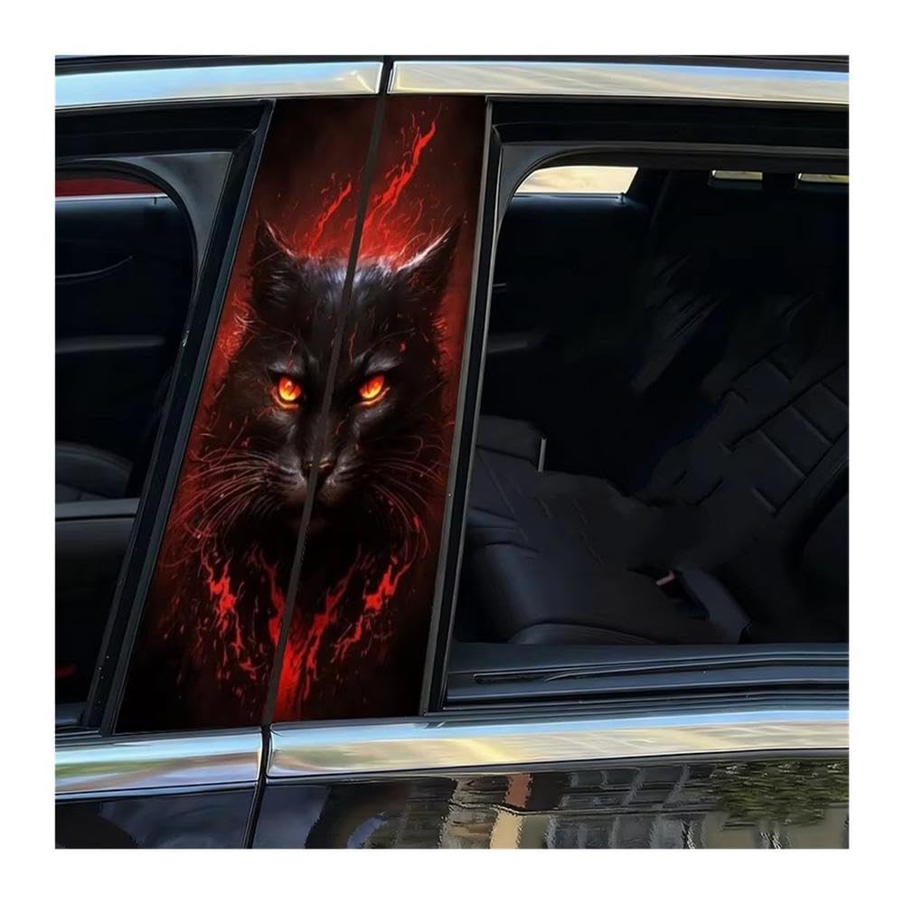 Bertdcx One Color Red Eyed Black Cat Stickers Designed For A Black Background Car Doors Pillar Decal Auto Parts