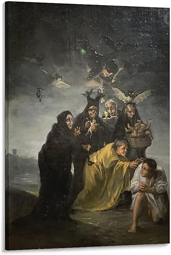 Posterazzi - Póster de pintura al óleo clásica de Francisco De Goya, The Witches' Sabbath de Goya, lienzo para decoración de pared, decoración de