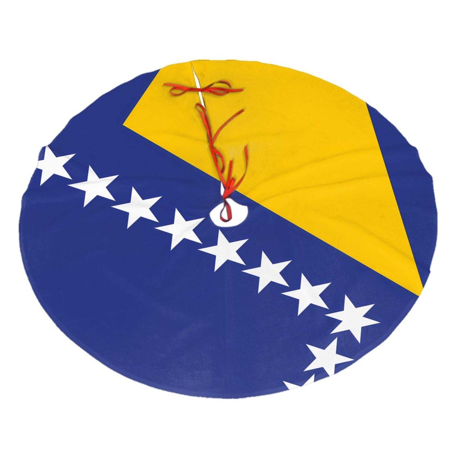 Flag of Bosnia and Herzegovina Printed Christmas Tree Skirt Christmas Plush Tree Skirt 48 inches (About 112.2 cm) Christmas