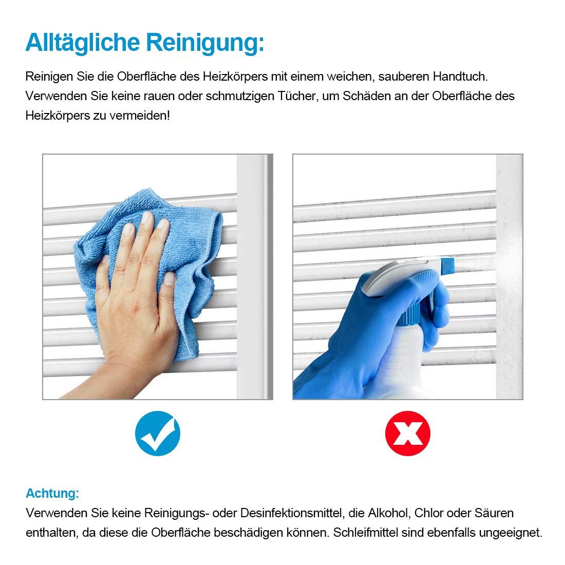 Heilmetz Handtuchtrockner 40 x 100 cm Badheizkörper Mittelanschluss Heizkörper Bad Handtuchwärmer Handtuchheizkörper Weiß Gerade