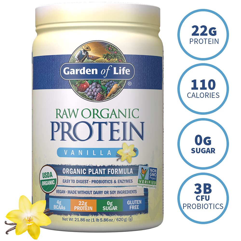 Garden of Life Raw Organic Protein Vanilla Powder, 20 Servings Certified Vegan, Gluten Free