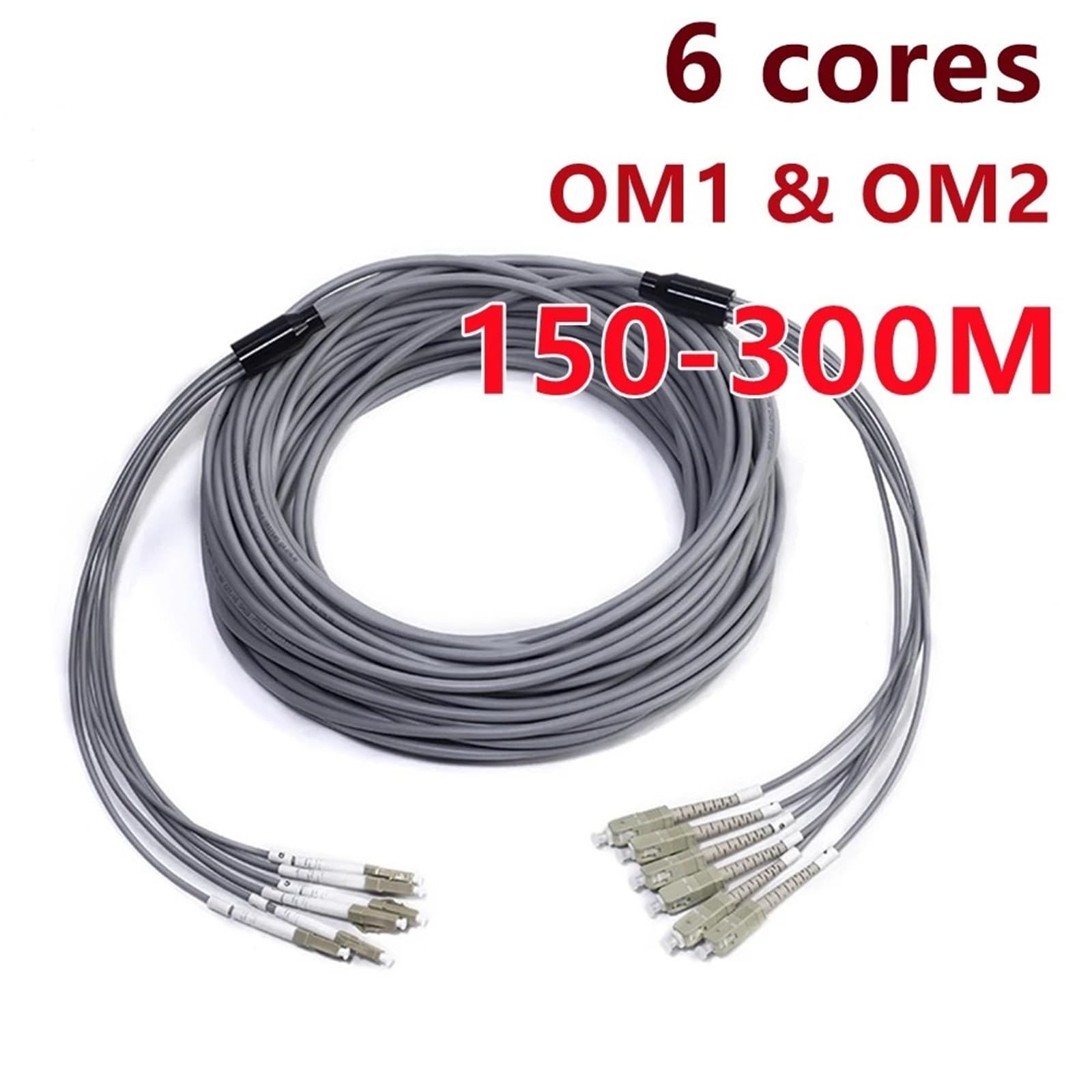 Cordon de raccordement en fibre optique blindée 6 conducteurs OM1 OM2 MM 200M250M 6C SC LC FC STA Multimode 6 (150 m OM2 SC-SC)