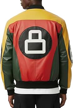 Mens 8 Ball Logo Bomber Jacket - 90's 8 Ball Multicolor Letterman