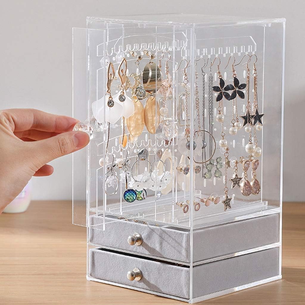 Plastic Jewelry Storage Box Dustproof Earring Holder, Jewelry Storage Box Necklace Display Stand Jewelry Storage Rack