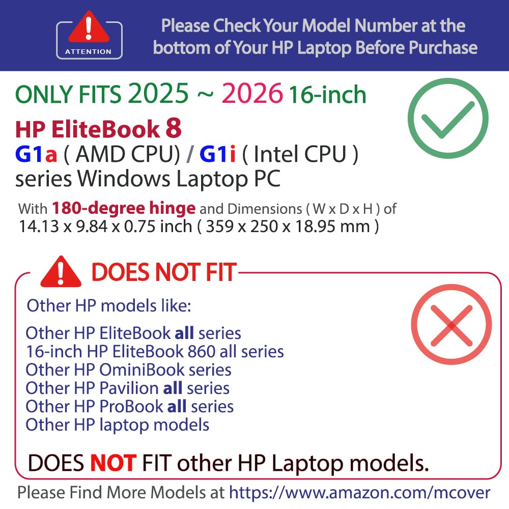 mCover Custodia compatibile solo per HP EliteBook 8 G1a (AMD) 2025 ~ 2026 16" | G1i (Intel) 16" Windows Notebook AI PC (non per altri modelli HP) - Trasparente