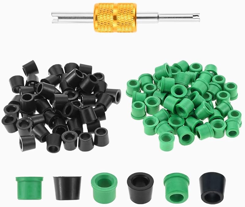 100 PCS HVAC 1/4" Quick Coupler Charging Gaskets | O-Ring Rubber Seals Gaskets with Valve Core Remover Tool for Air Conditioning Refrigeration Charging Hose Adapter