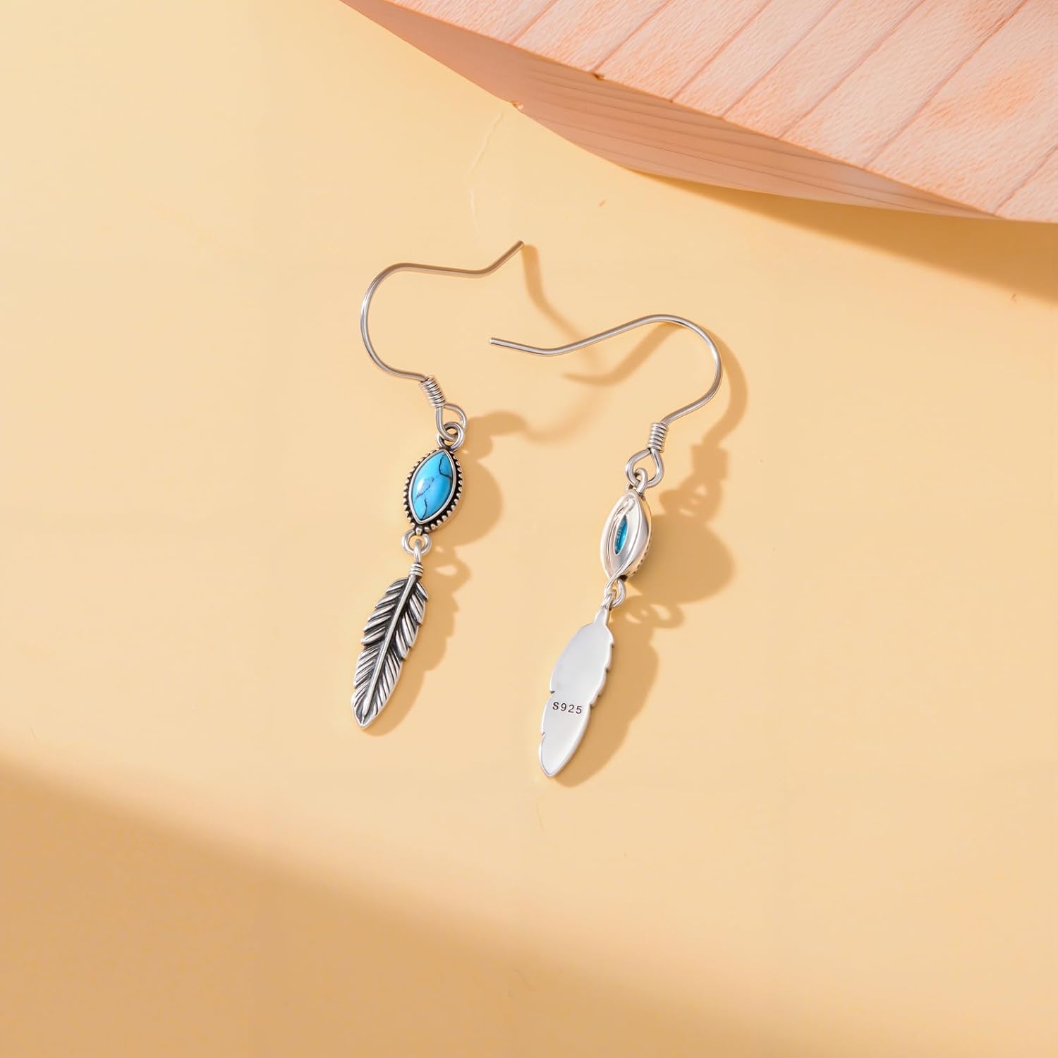 Feather Earrings for Women 925 Sterling Silver Western Boho Drop Dangle Earrings Vintage Feather Jewelry Gifts - Image 7