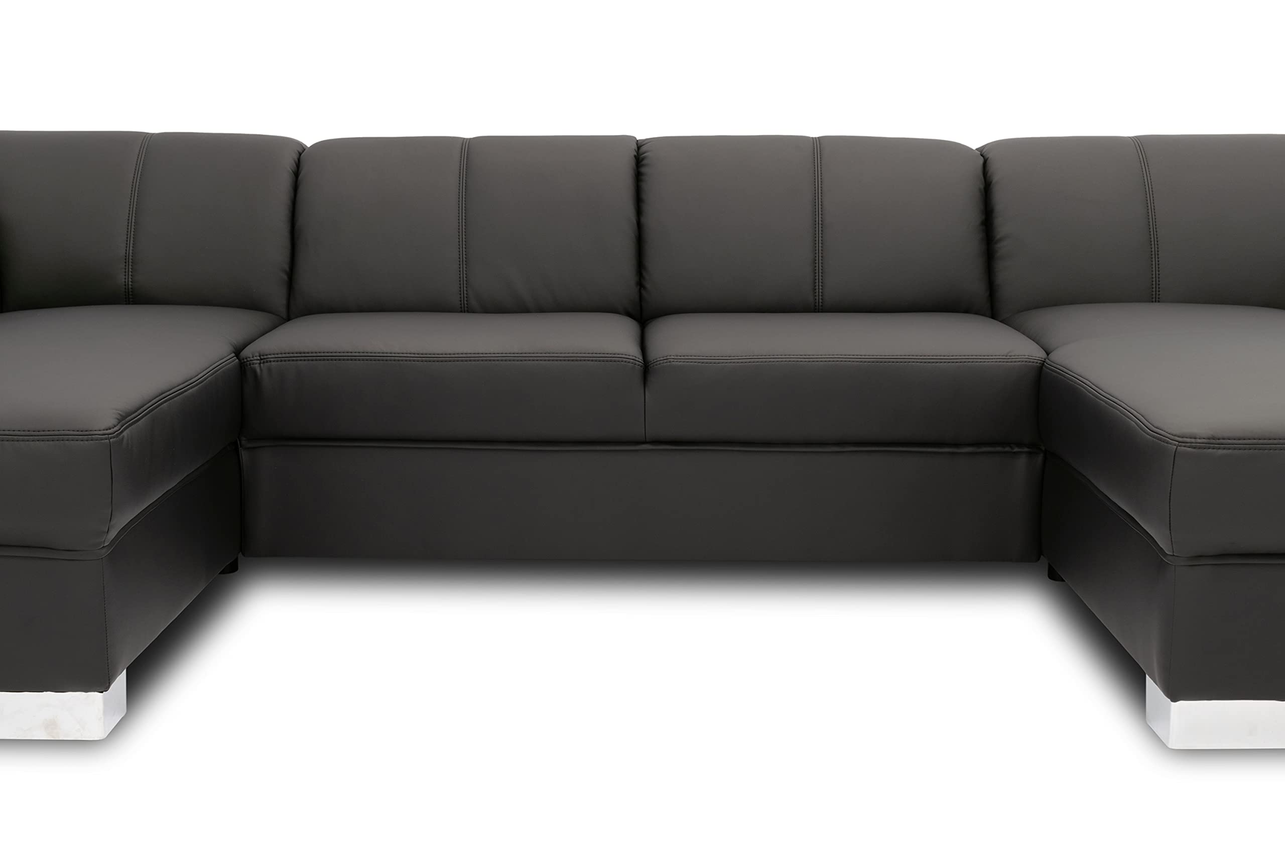 DOMO. collection Wohnlandschaft Star, Sofa in U-Form, Longchair rechts, Couch in Kunstleder, 304 x 150 x 150 cm (BxTxH), schwarz