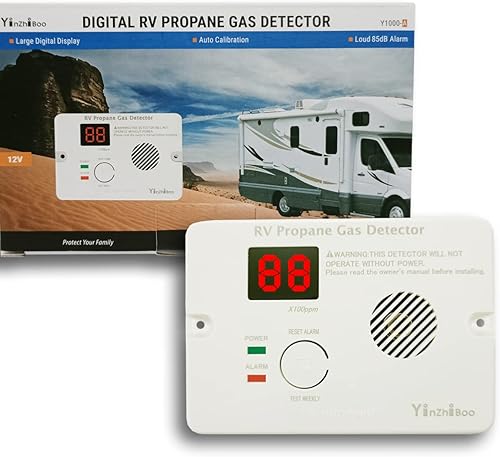 Alarma de gas propano RV, detector de gas LP digital para remolque, autocaravana, autocaravana, alarma fuerte de 85 dB, CC 12 V