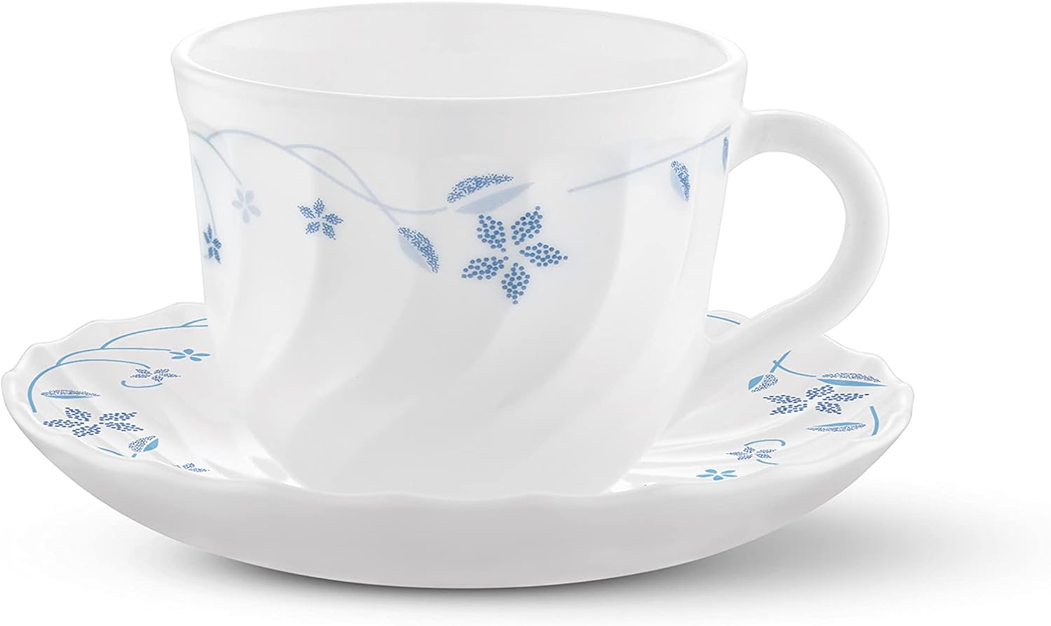 Larah By Borosil Cup And Saucer Set, White, 6 Pc Set, 22CUPFL Buy