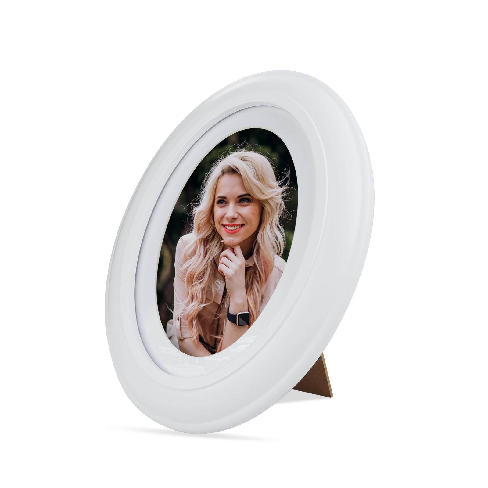 Andiker Oval 7x5 Photo Frame, Vintage Picture Frames for 7 * 5 In/17 * 12 CM Photographs with Cardboard, Wooden Picture Frames Tabletop Display for Wedding Living Room, Bedroom Decor (White, 5X7)