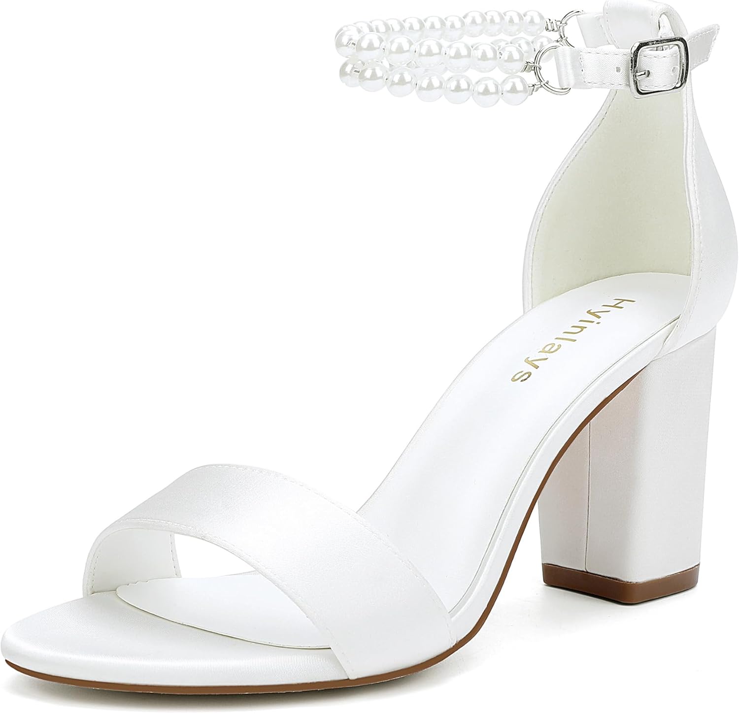 Hyinlays Bride Wedding Shoes - Satin Block Heels