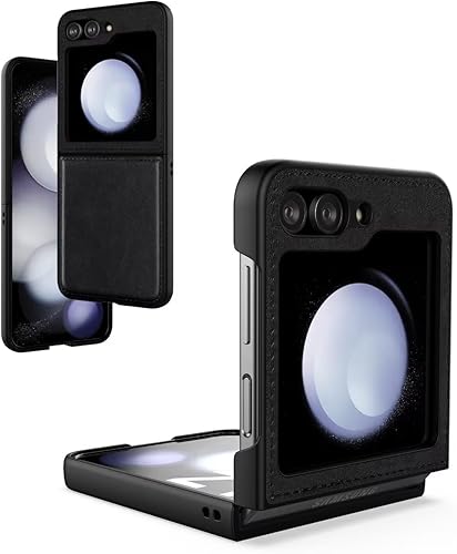 Miniatura 8 de Foluu Funda de piel sintética para Samsung Galaxy Z Flip 5 5G, funda de piel sintética + carcasa rígida de policarbonato ultrafina y duradera