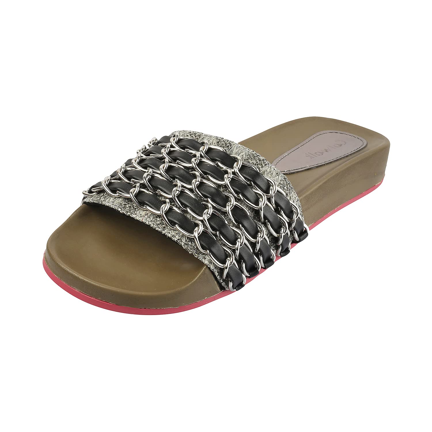 Catwalk Womens Chain Detail Slides Black Slipper (5139C) (B095STBT8N) Amazon Price History, Amazon Price Tracker