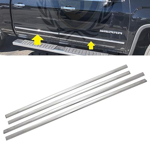 Accesorios de calidad Triple cromo plateado moldura lateral cinturón ajuste para Chevrolet Silverado+GMC Sierra