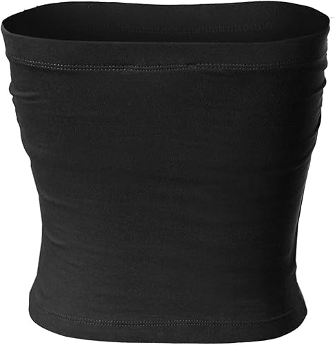 Miniatura 3 de MixMatchy Top de tubo de doble capa con espalda fruncida lateral y espalda descubierta para mujer con brasier integrado