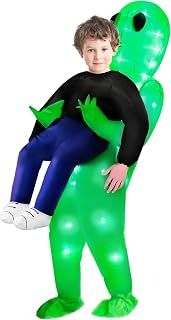 Inflatable Costume Kids Alien Costume Halloween Alien Blow Up Costumes with LED Lights Alien Suit for Kids Teens