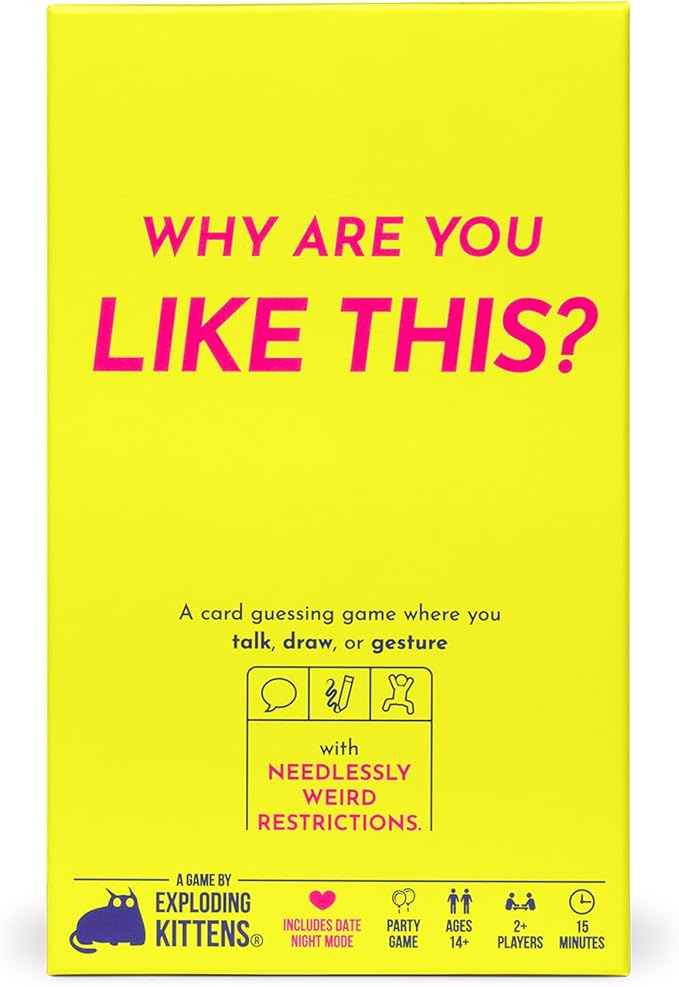 Exploding Kittens Why are You Like This 2+ Players - Ages 14+ - 15 Minutes to Play - Talking, Drawing, & Gesturing Guessing Game - Party, Family, Date Night, Couples Game
