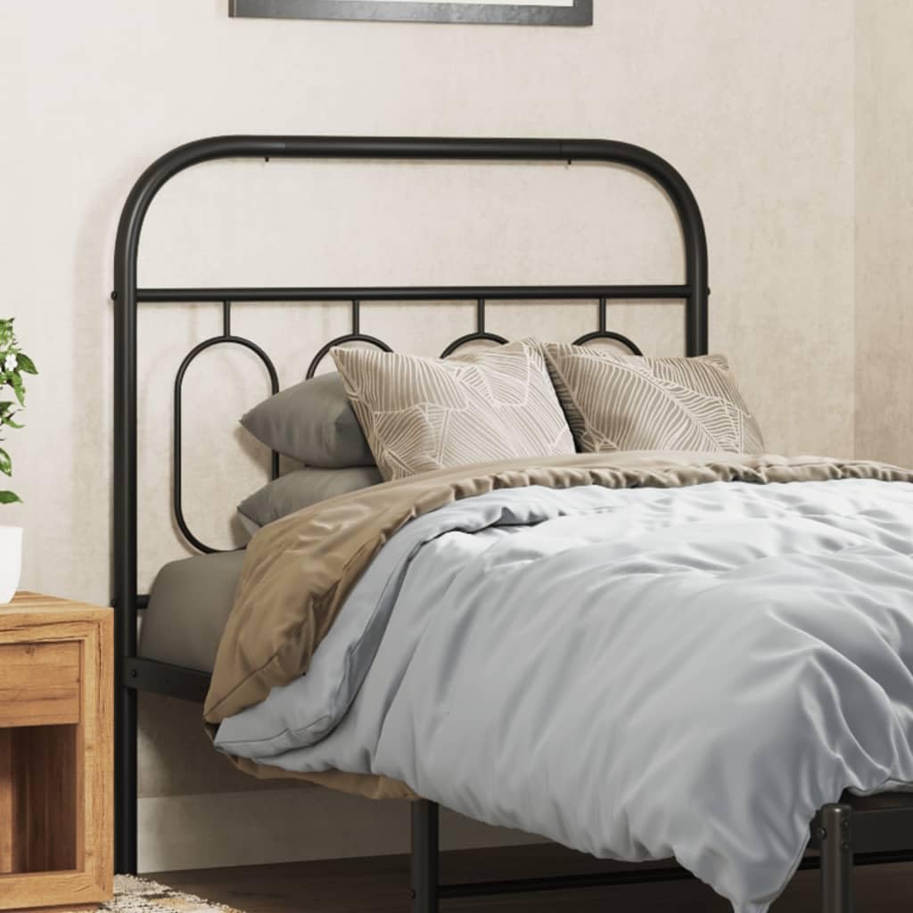 Testiera in metallo nero, 80 cm, robusto telaio in acciaio, design elegante, supporto stabile per camera da letto, cuffie durevoli, facile da montare