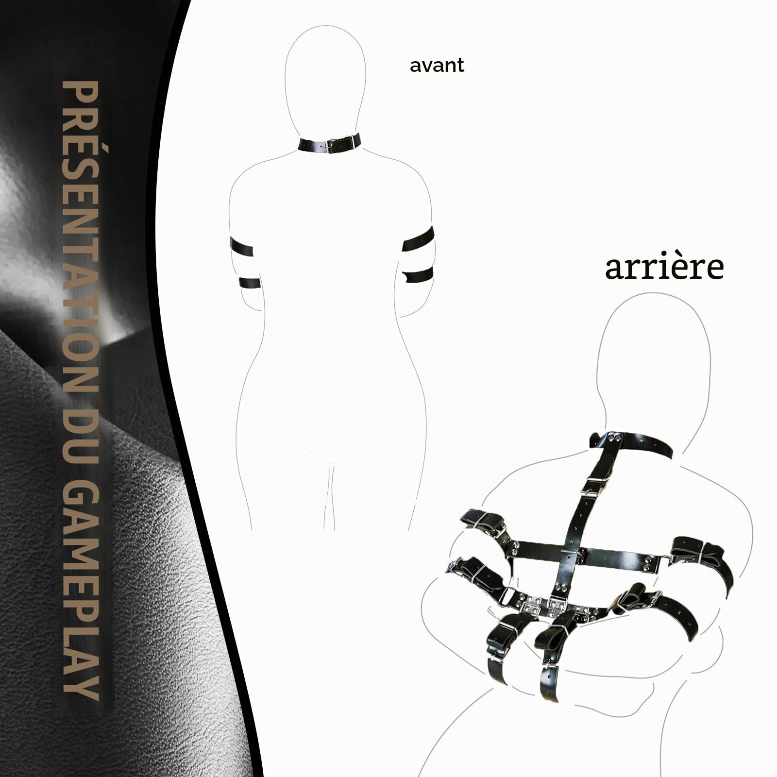 Lingerie BDSM, camisole de force pour hommes, attaches d'auto-bondage femmes, ensemble bondage sexuel, retenue débutants, menottes jeux sexuels, bondage, retenue, professionnelles sexuels