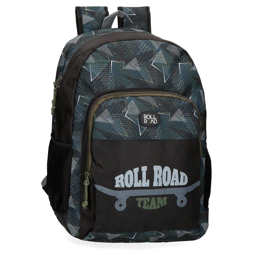 ROLL ROAD Team Mochila Escolar Adaptable a Carro Negro 33x46x17 cms Poliéster 25.81L