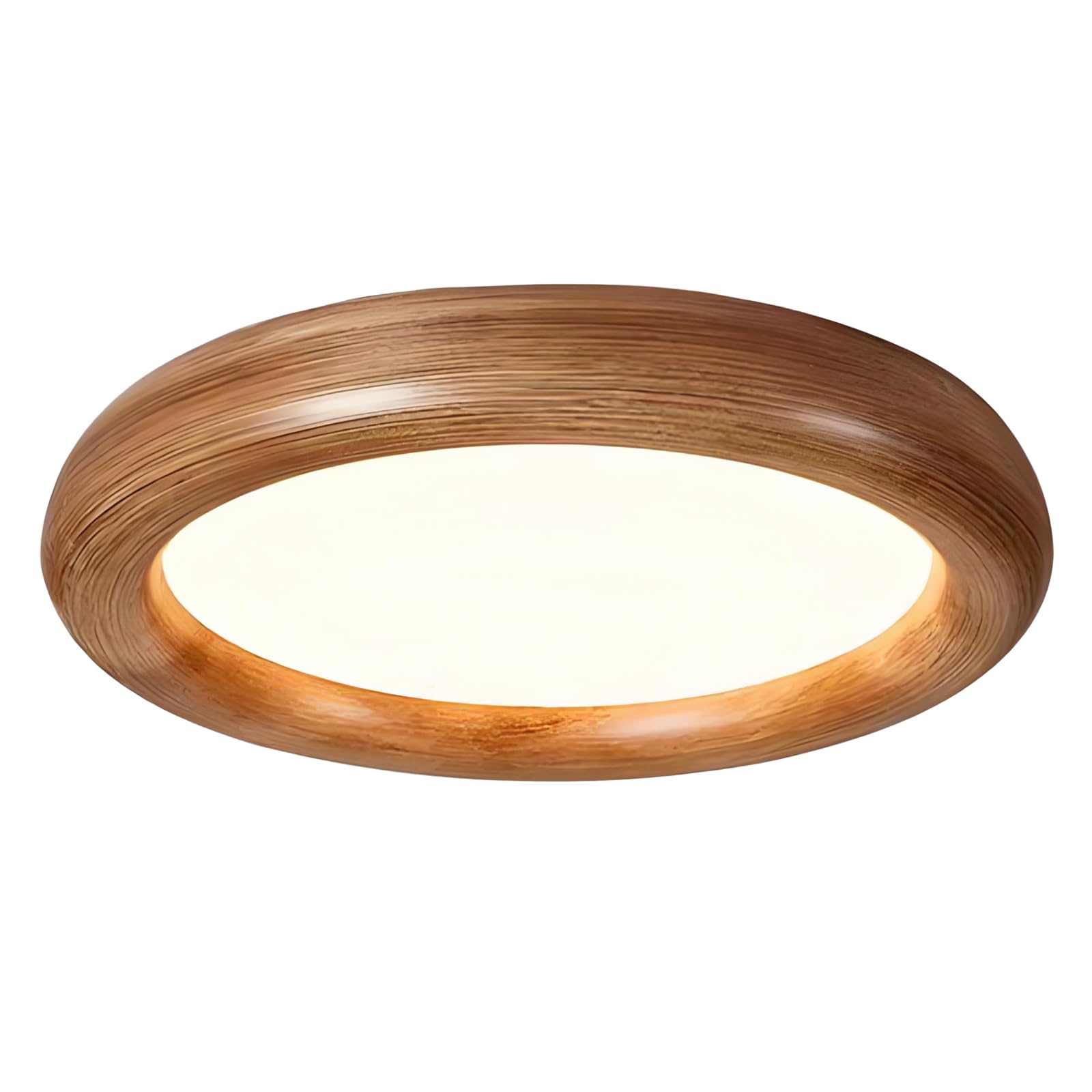 YNVIOZM Wood Grain Flush Mount Ceiling Light Nordic Round Resin LED Lighting Fixture, 3-in-1 Color Temperature Low-Profile Ceiling Lamp for Bedroom Kitchen Closet Office