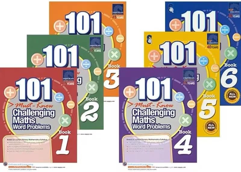 6 Books/Set SAP 101 Challenging Maths Word Problems Books Singapore Primary School Grade 1-6 Math Practice Early Education Book by Snazon Book (6 books)