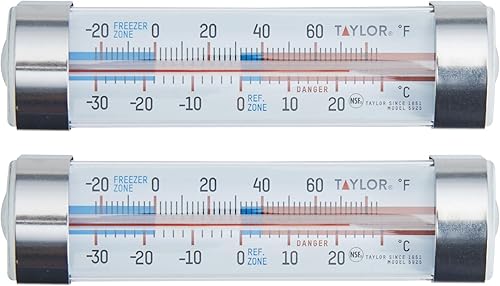 Miniatura 2 de Taylor Termómetro de cocina de esfera grande para refrigeradorcongelador con ventosas, termómetro para refrigeradornevera, paquete de 2