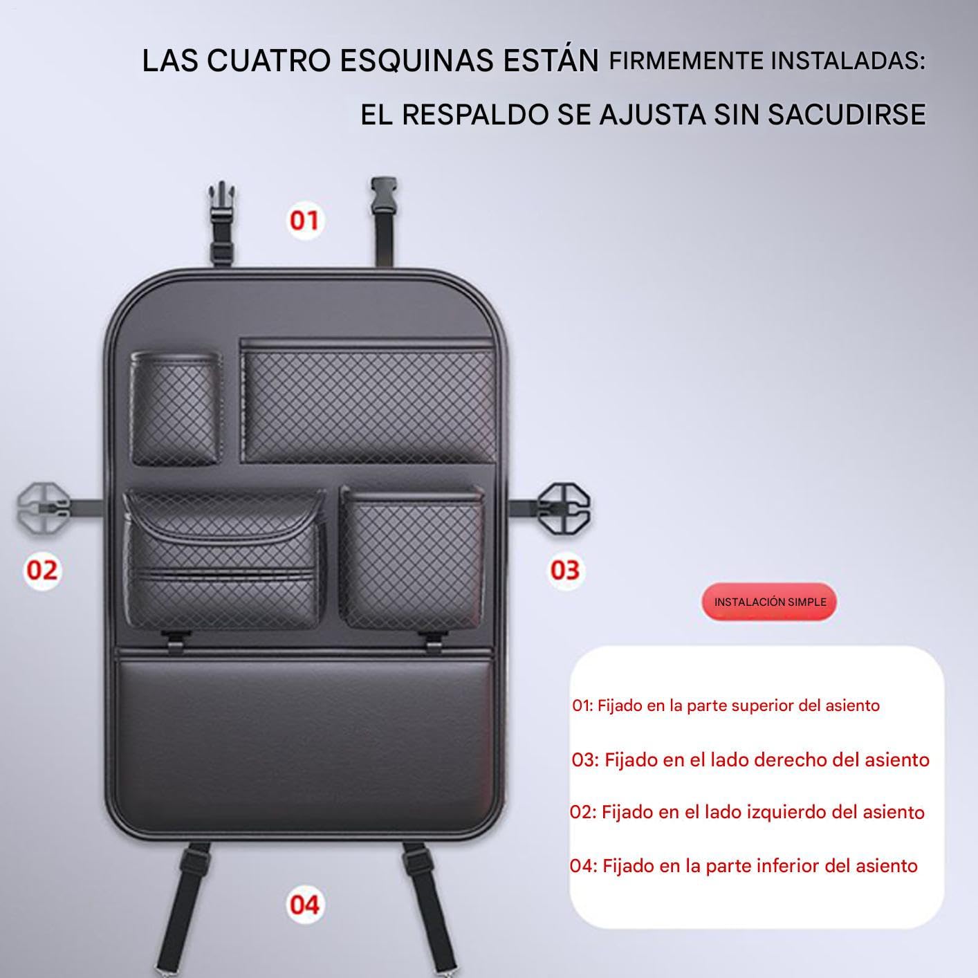 Organizzatore Posteriore Sedile Organizzatore Auto Con Tasche Portaoggetti | Tasche Regolabili Risparmio Spazio per Bottiglia d'Acqua e Occhiali da Sole