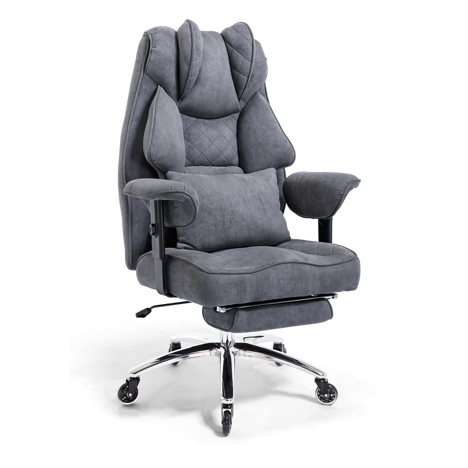 Asukale Ergonomischer Bürostuhl 200kg – Plus Edition | Chefsessel mit Fußstütze | Hochwertiger Schreibtischstuhl mit XXL Sitzfläche | Wahlweise in DREI Bezugsarten | Höhenverstellbar, Wildlederimitat