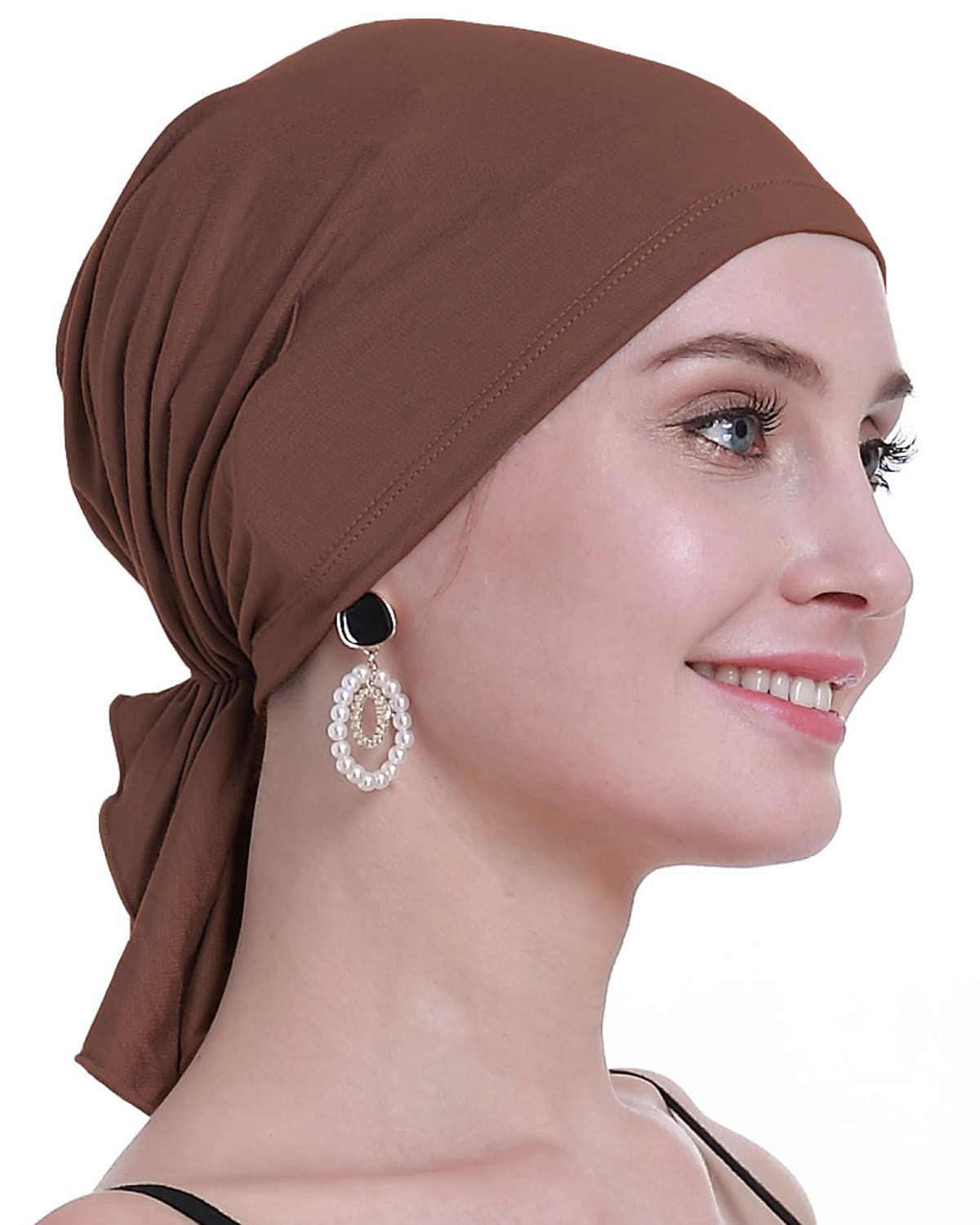 Osvyo Women's Light Brown Bamboo Chemo Headscarf For Hair Loss - Cancer Slip On Headwear Turbans Hats Caps Sealed Packaging,