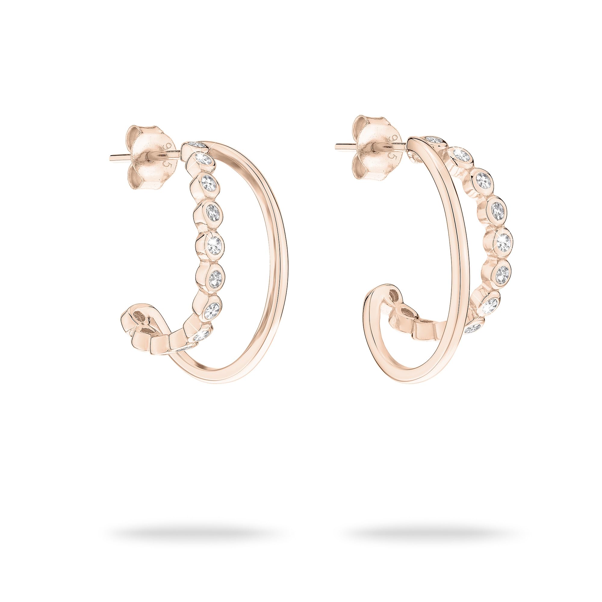 Tamaris Hoop earrings TJ-0611-E-21 925 Silver IP Rose Gold, 2,1 cm, Sterling Silver, Cubic Zirconia