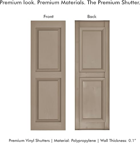 Miniatura 48 de Persianas de vinilo de panel elevado (1 par) 14.5 x 31 pulgadas - Cosmos negro/pintable Persianas exteriores Incluye accesorios de montaje