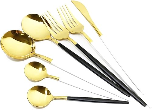 Vista 6 de Set de cubiertos Gugrida, juego de cubertería reutilizable, de acero inoxidable 18/10, set de cubiertos reflejantes, ideal para reuniones familiares